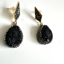 Druzy Quartz Black Earrings