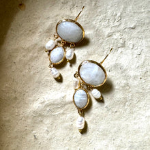 Labrodite Freshwater pearl Gold Plated Earings