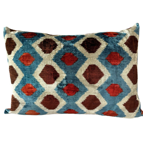 Silk Velvet Ikat Lumbar Pillow Case