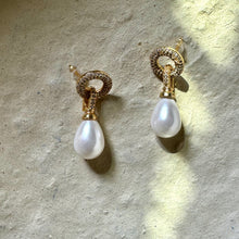 Pearl Drop Earrings with Crystal Glass Beads