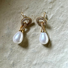Pearl Drop Earrings with Crystal Glass Beads