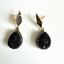 Druzy Quartz Black Earrings