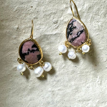 Semi Precious Stone Pearl drops Earring