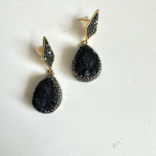 Druzy Quartz Black Earrings