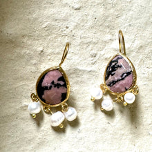 Semi Precious Stone Pearl drops Earring