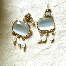 Cat Eye Freshwater Pearl Dangling Earrings