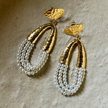 Gold Plated Pearl Hoop Earrings