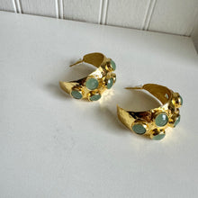 Semi Precious Stone Hoop Earrings