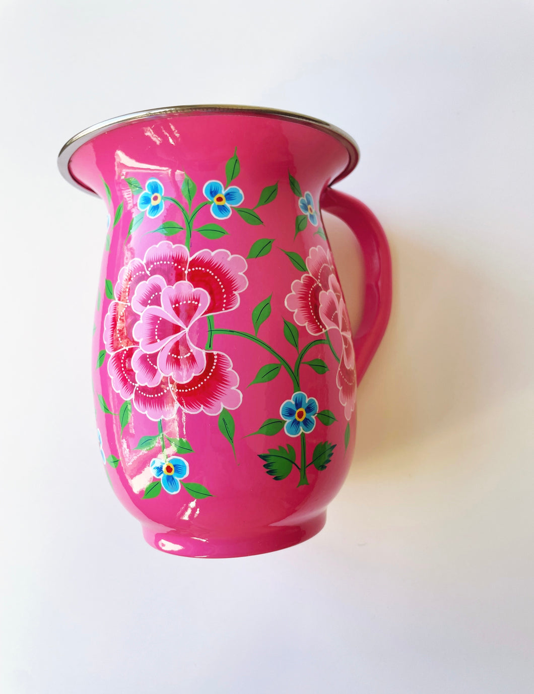 Hand Painted Rose Stainless Steel Pitcher