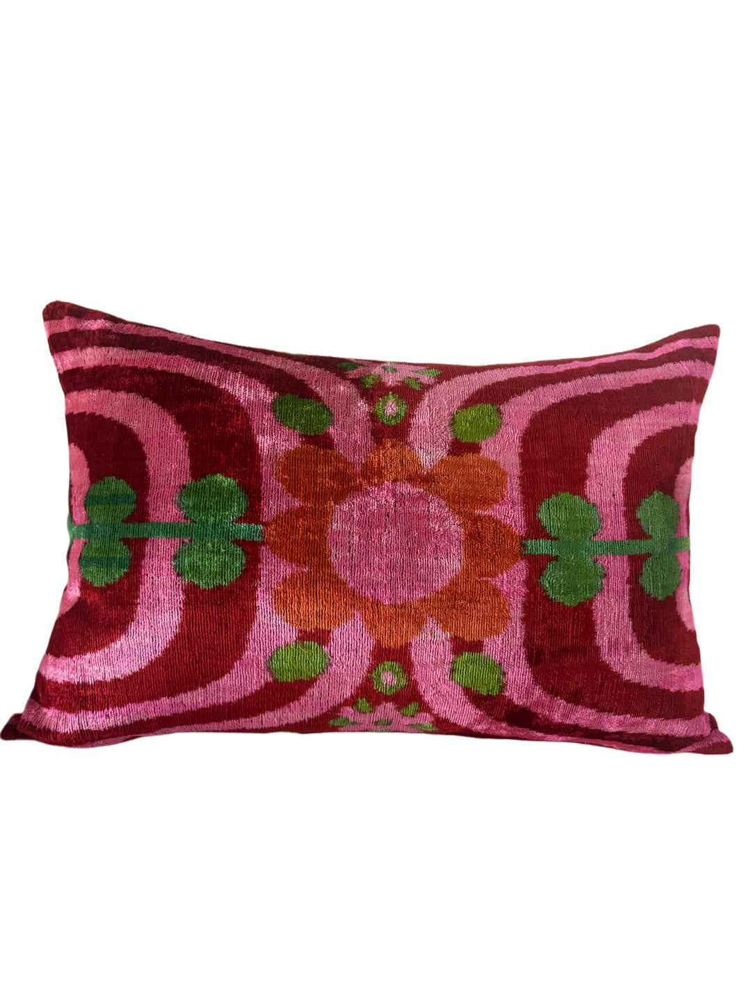 Silk Velvet Ikat Lumbar Pillow Case