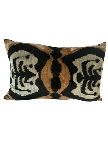 Silk Velvet Ikat Lumbar Pillow Case