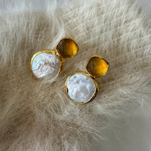 Coin Pearl Gold Plated Stud Earrings