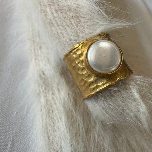 Handcrafted Cuff Ring with Freshwater Pearl