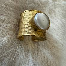 Handcrafted Cuff Ring with Freshwater Pearl