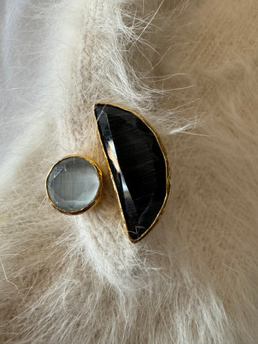 Brass Gold Plated Tiger Eye Glass Ring