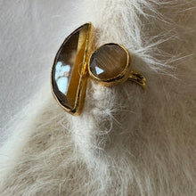 Tiger Eye Glass Half Moon Ring