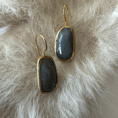 Gold Plated Brass Labradorite Earrings