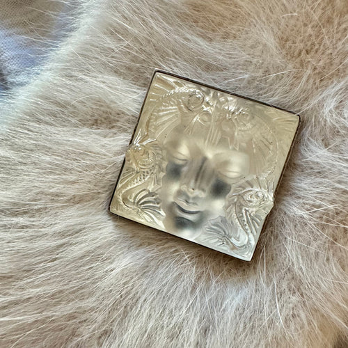 Lalique Vintage Clear Crystal Pendant Brooch