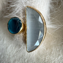 Tiger Eye Glass Half Moon Ring