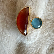 Tiger Eye Glass Half Moon Ring