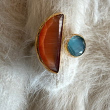 Tiger Eye Glass Half Moon Ring