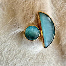 Tiger Eye Glass Half Moon Ring