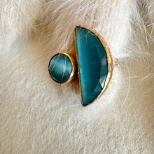 Tiger Eye Glass Half Moon Ring